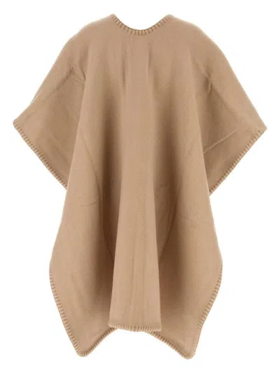 Fendi Roma Wool And Cashmere Blend Cape In Neutral