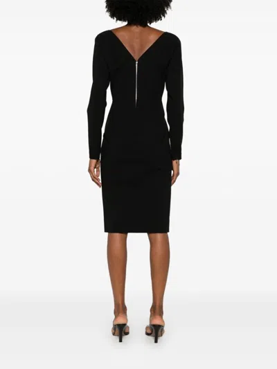 Fendi Long Sleeve Midi Dress In Black