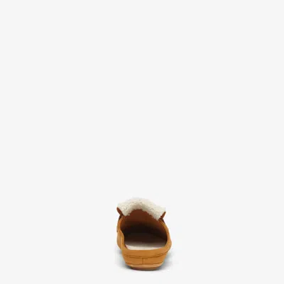 Fendi Mule Sabot Nabuk Camel Int Borreguillo In Brown