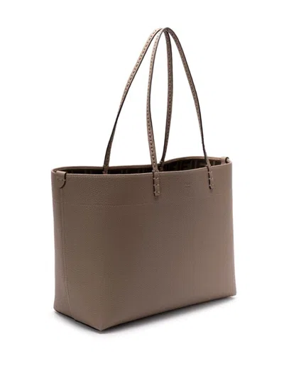 Fendi Taupe Medium Roll Tote Bag In Gray