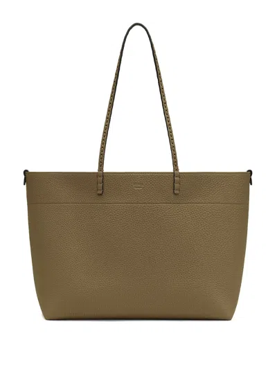 Fendi Borsa Shopper Roll Media Con Macro Impunture In Green