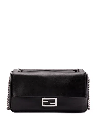 Fendi Women Black Calf Leather Bag In Black