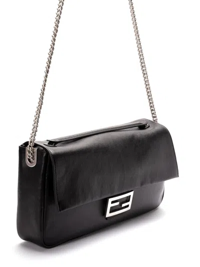 Fendi Women Black Calf Leather Bag In Black