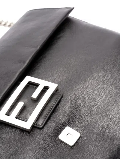 Fendi Women Black Calf Leather Bag In Black