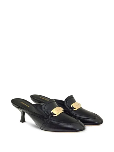 Ferragamo Ophelia 55 Bow-embellished Slingback Pumps In Black