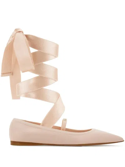 Ferragamo Leather Ballet Flats In Neutral