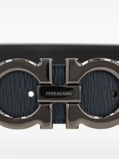 Ferragamo Semi-matte Gancini Reversible And Adjustable Belt In Black