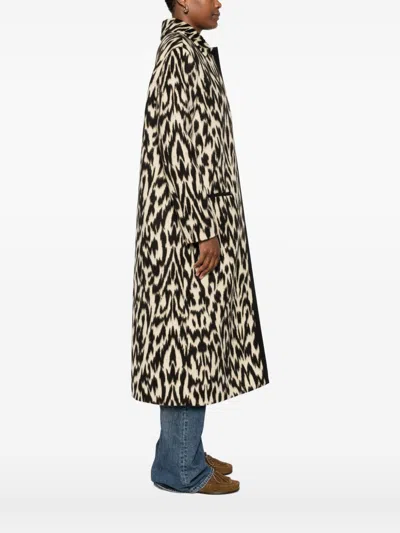 Forte Forte Long Animal Print Coat Featuring Pockets In Multi