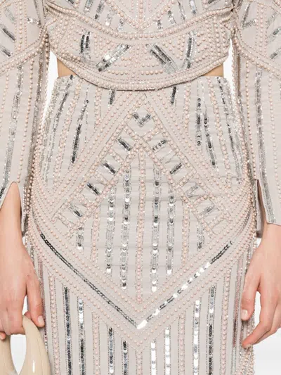 Forte Forte Midi Skirt With Geometric Pattern And Embellishments In Pink