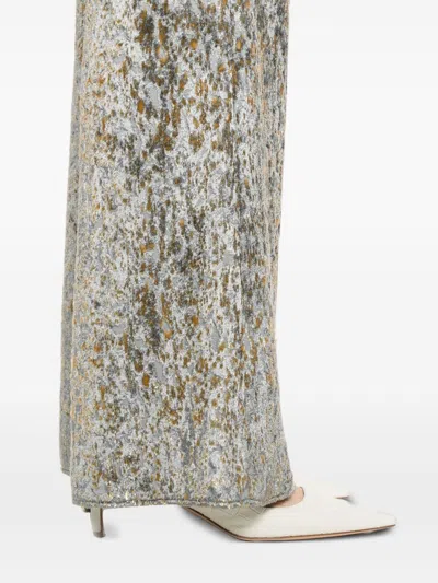 Forte Forte High Waist Wide-leg Trousers With Metallic Effect In Gray