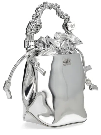 Ganni Bou Bucket Mini Bag In Silver