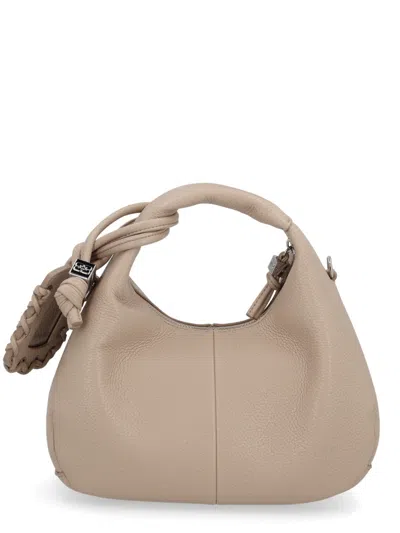 Ganni Women Pink Handbag With Removable Shoulder Strap And Pendant With Logo In Ecoleather Woman In Nude