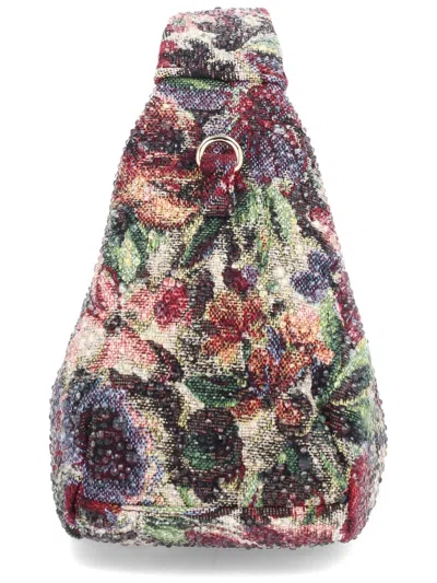 Ganni Mini Tapestry Rhinestone Hobo Bag In Multi