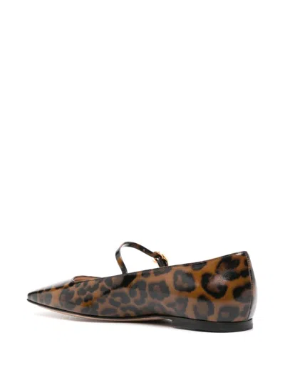 Gianvito Rossi Christina 05 Leopard-print Glossed-leather Mary Jane Flats In Animal Print