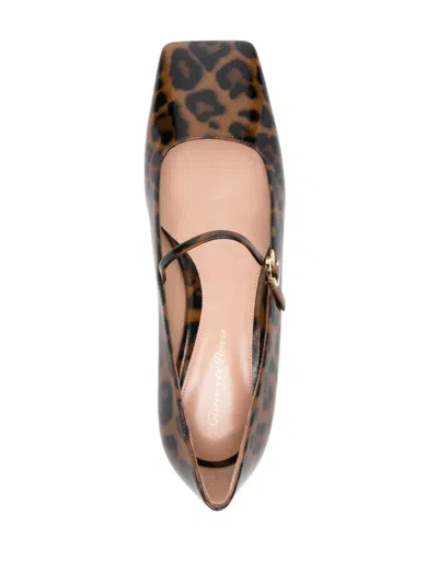 Gianvito Rossi Christina 05 Leopard-print Glossed-leather Mary Jane Flats In Animal Print
