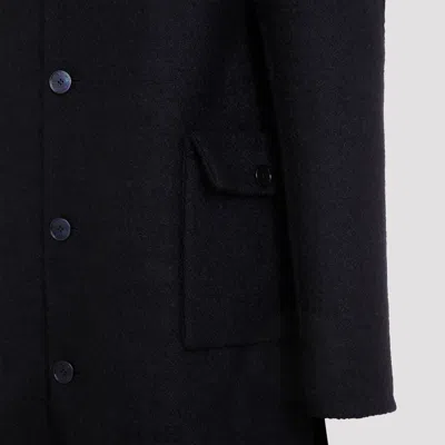 Givenchy Virgin Wool Long Coat In Blue