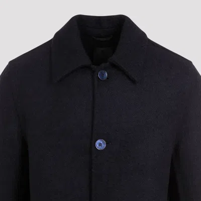 Givenchy Virgin Wool Long Coat In Blue