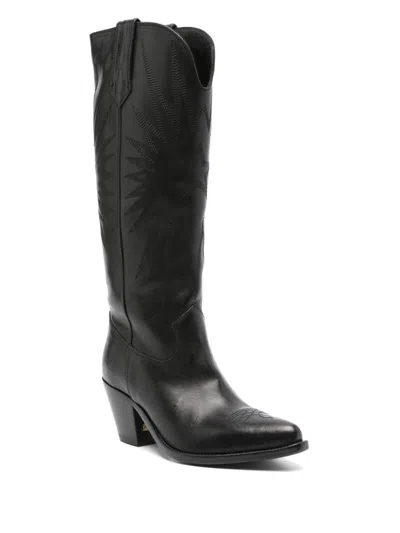 Golden Goose Leather Wish Star Francesca Cowboy Boots 40 In Black