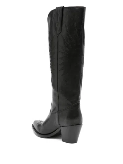 Golden Goose Leather Wish Star Francesca Cowboy Boots 40 In Black