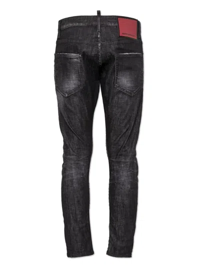 Dsquared2 Zip Detail Distressed Denim Jeans In Black