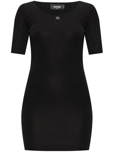 Dsquared2 Celine Polo Style Shirt In Thin Cotton In Black