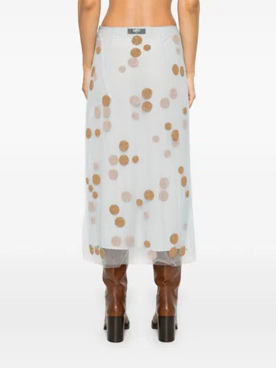 Fendi Tulle Skirt With All-over Macro Polka-dot Motif In White