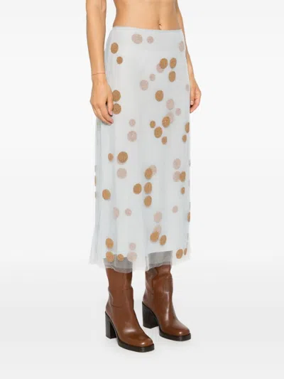 Fendi Tulle Skirt With All-over Macro Polka-dot Motif In White