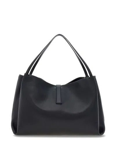 Ferragamo Buckle Double Handles Shoulder Bag In Black