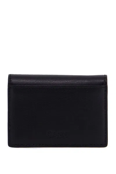 Ganni Bou Faux Leather Card Holder In Black