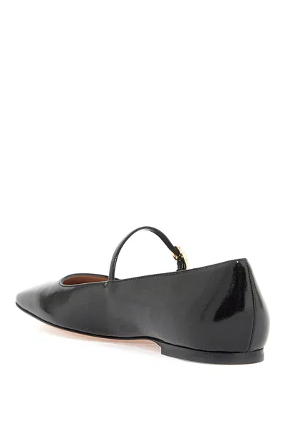 Gianvito Rossi Pointed-toe Buckle-strap Ballerina Shoes In Schwarz
