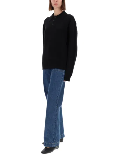 Guest In Residence Chloé Antiqued Pink Stretch Nylon Swimsuit In Black