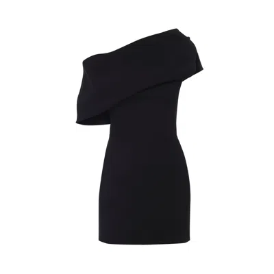 Jacquemus One Shoulder Mini Dress With Asymmetric Neckline In Black