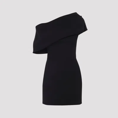 Jacquemus One Shoulder Mini Dress With Asymmetric Neckline In Black