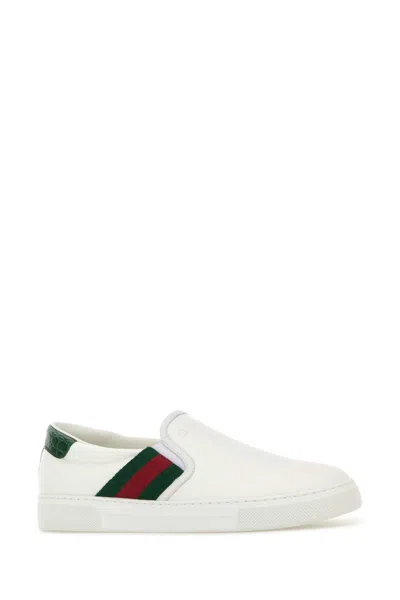 Gucci Slip On Sneakers Featuring Stripe Detail In White