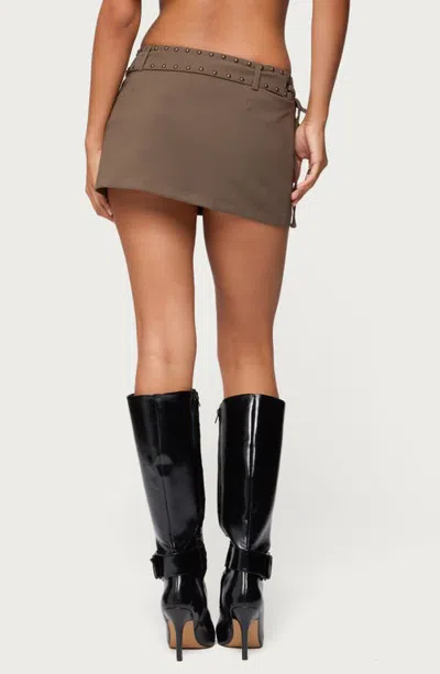 Edikted Studded Tie Belt Mini Skort In Green