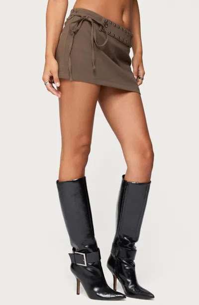 Edikted Studded Tie Belt Mini Skort In Green