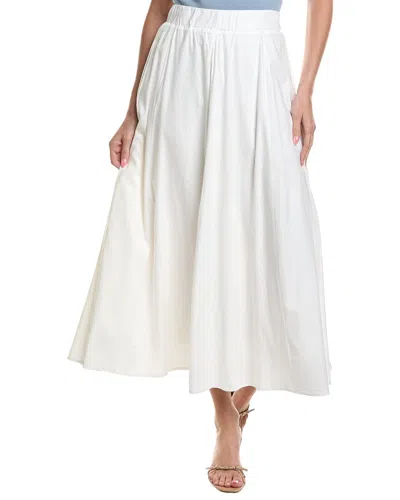 Point Linen-blend Panel Skirt In White