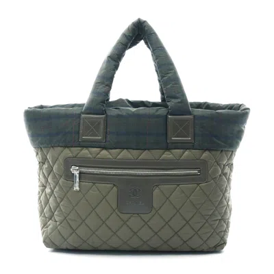 Pre-owned Chanel Nylon Leather Coco Cocoon Mm Tote Bag In Green