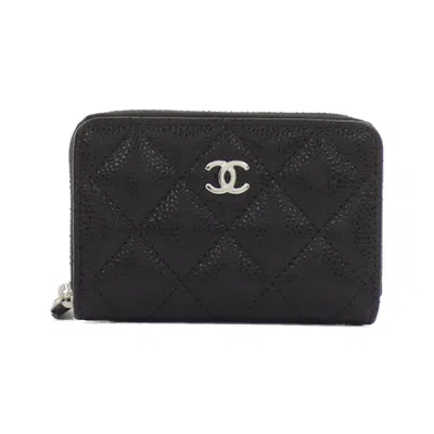 Pre-owned Chanel Timeless Classic Caviar Skin Coin Case In Black