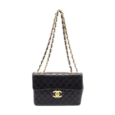 Pre-owned Chanel Lambskin Single Flap Shoulder Bag Black