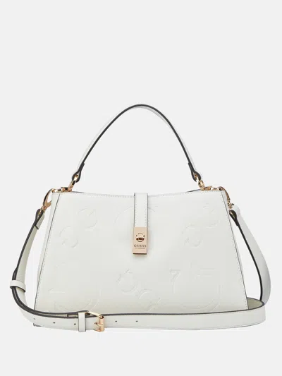 Guess Factory Rudie Embossed Logo Satchel In White