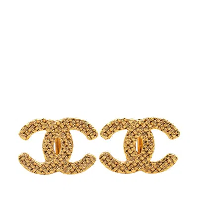 Pre-owned Chanel Coco Mark Earrings In Gold