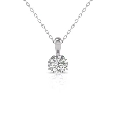 Diana M Jewels 14kt White Gold Lab Grown Round Diamond Solitaire On A Bail Pendant Weighing 5.00 Ct In Metallic