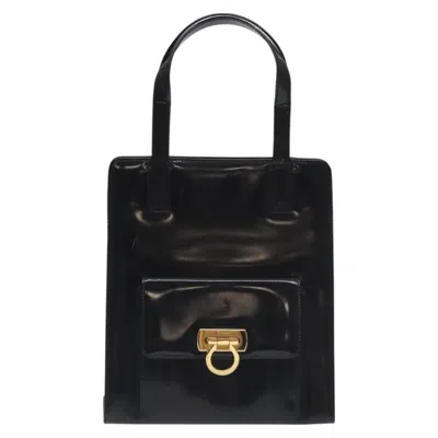 Pre-owned Ferragamo Gancini Handbag Patent Leather Patent_leather Handbag () In Black