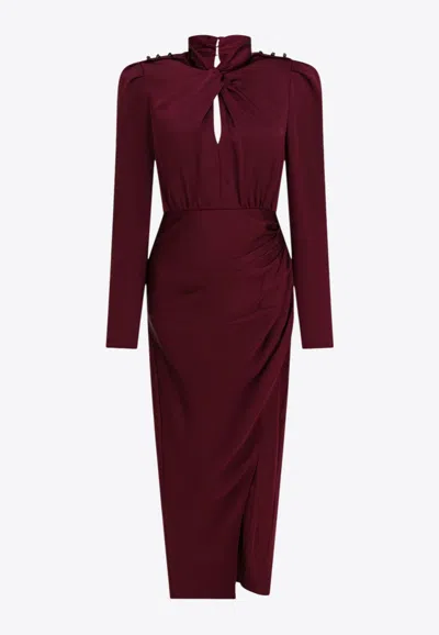 Self-portrait Side-slit Midi Dresses In Brown