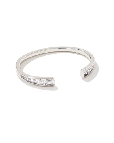 Kendra Scott Parker Silver Cuff Bracelet In White Crystal In Silver