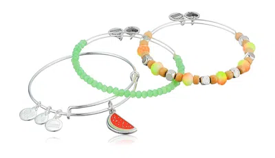 Alex And Ani Color Infusion - One In A Melon Set Of 3 Bracelet Expandable In Multi