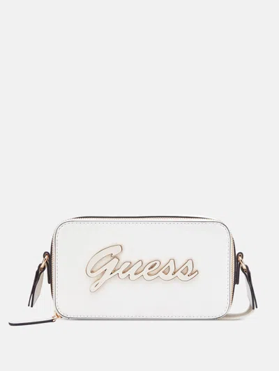 Guess Factory Carrara Double-zip Mini Crossbody In White
