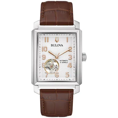 Bulova Sutton Automatic Alligator-grain Leather Mens Watch In Brown