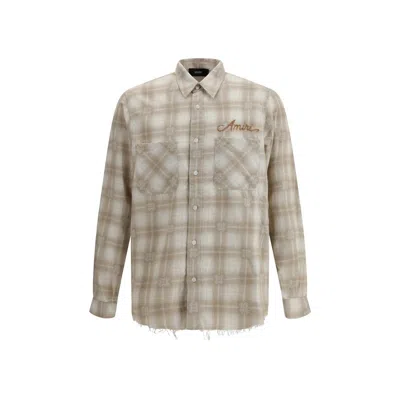 Amiri Men Plaid Flannel Shirt In Neutral